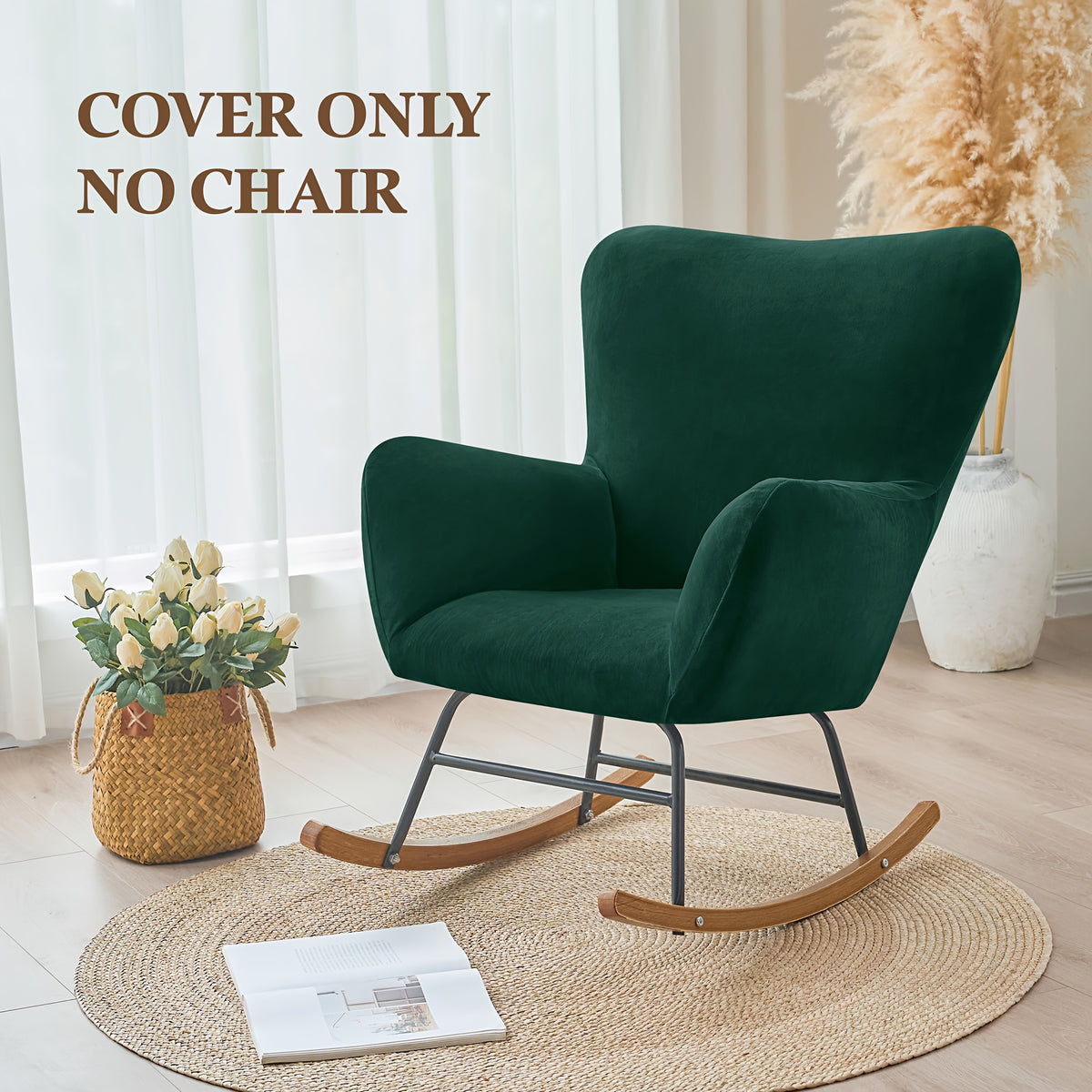 Housse de fauteuil extensible en velours pour fauteuil, vue de dos