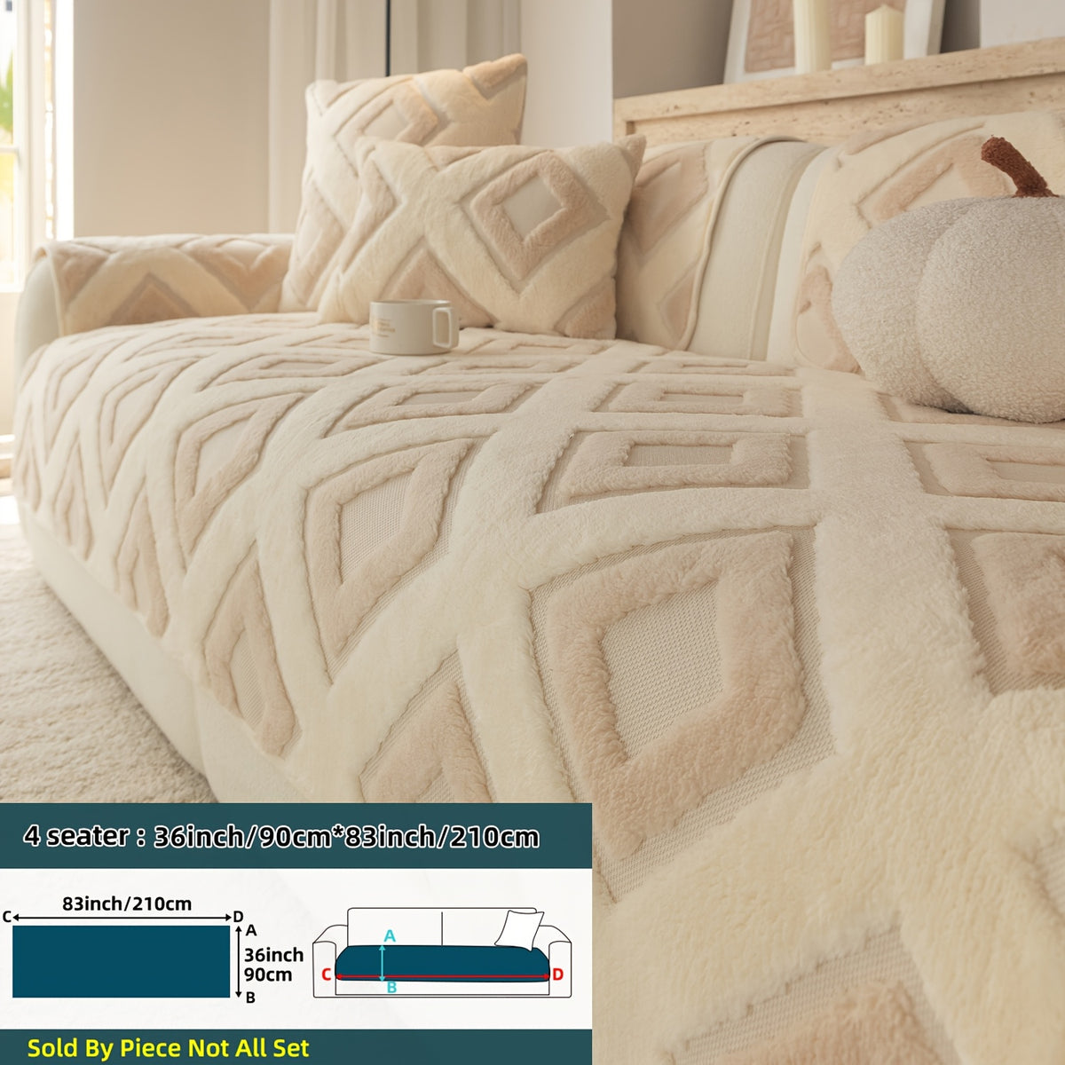 Housse de coussin en velours matelassée antidérapante à housses séparées, détail de la finition