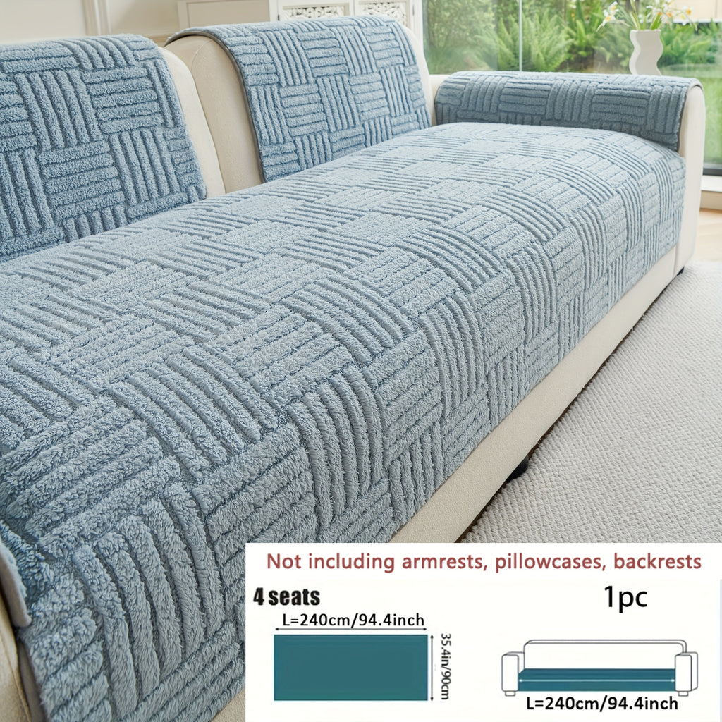 Housse de canapé en velours jacquard à motif bohème antidérapante, gros plan sur le tissu