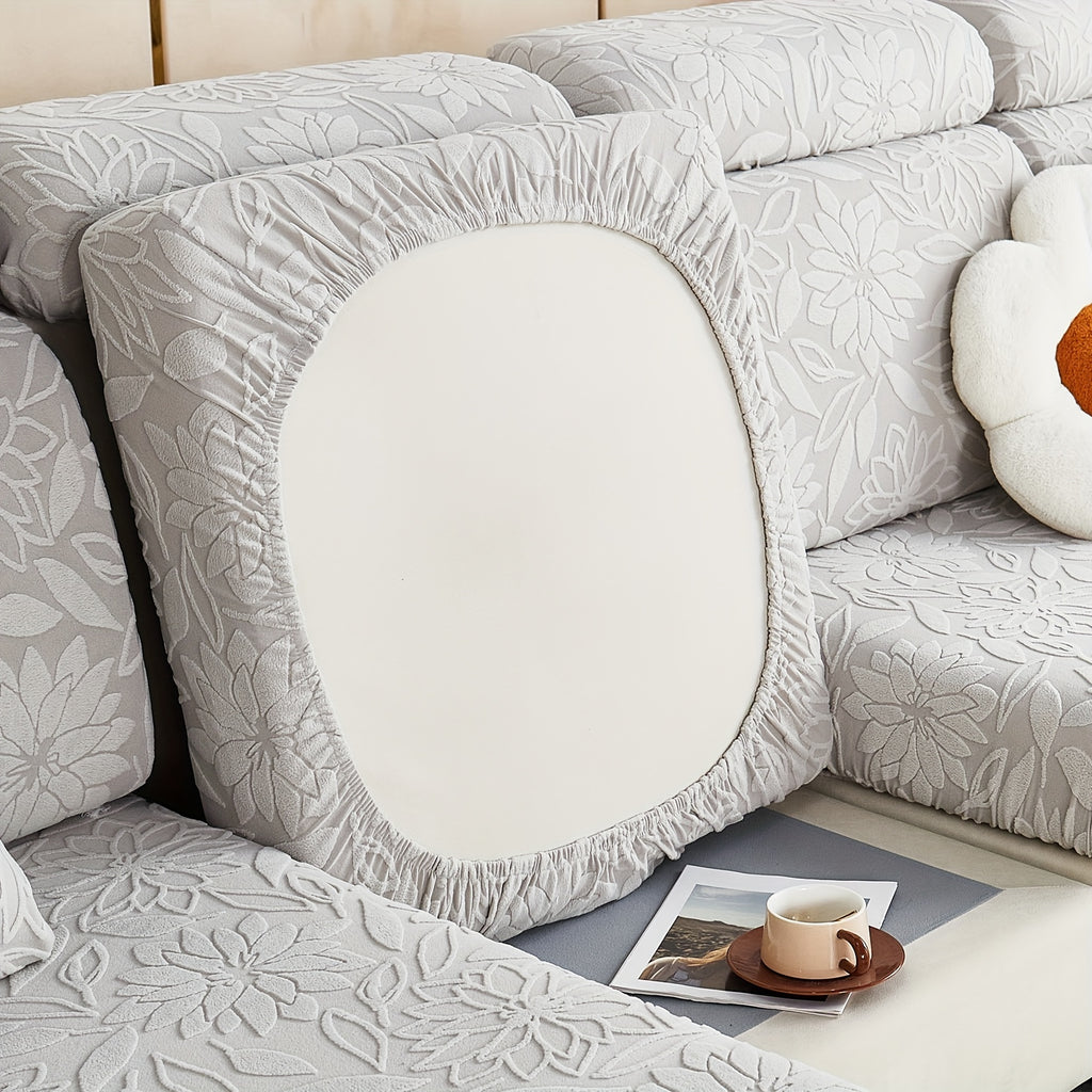 Housse de canapé extensible en polaire jacquard antidérapante, vue de dos