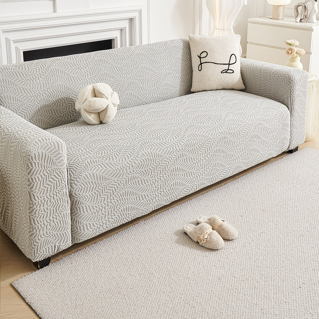 Housse de canapé épaisse extensible en polaire jacquard, gros plan sur le tissu
