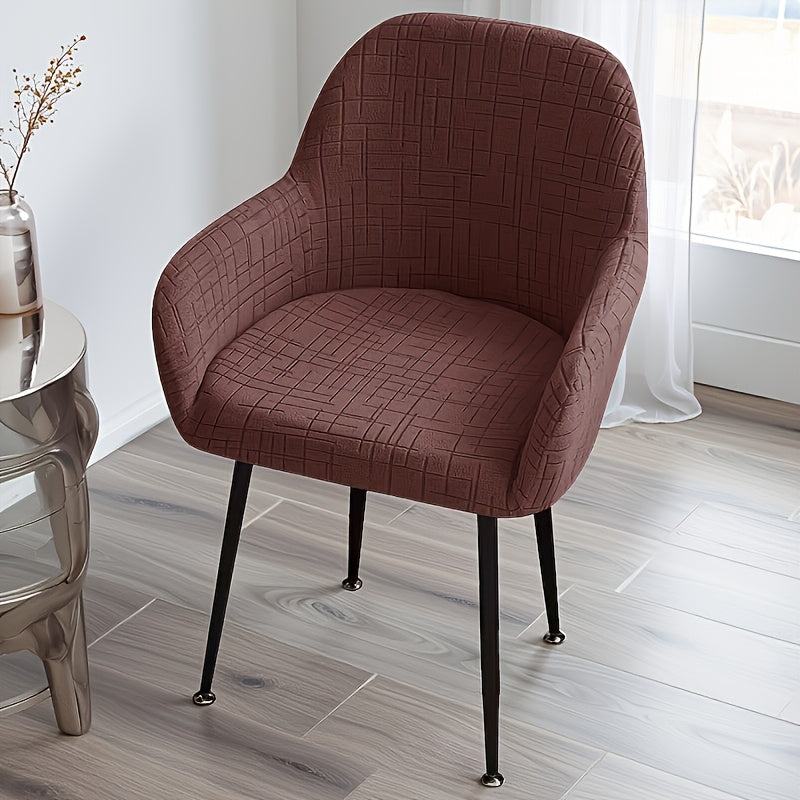 Housse de chaise extensible en polaire jacquard, vue de dos