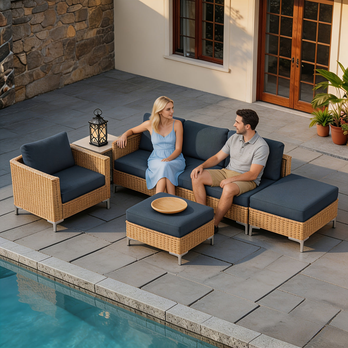 Housse de canapé extensible en jacquard à motif fleuri, visuel produit
