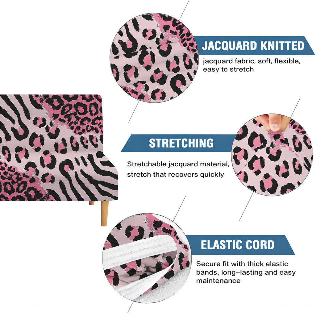 Housse de canapé extensible en fibre de lait imprimée à motif léopard, gros plan sur le tissu