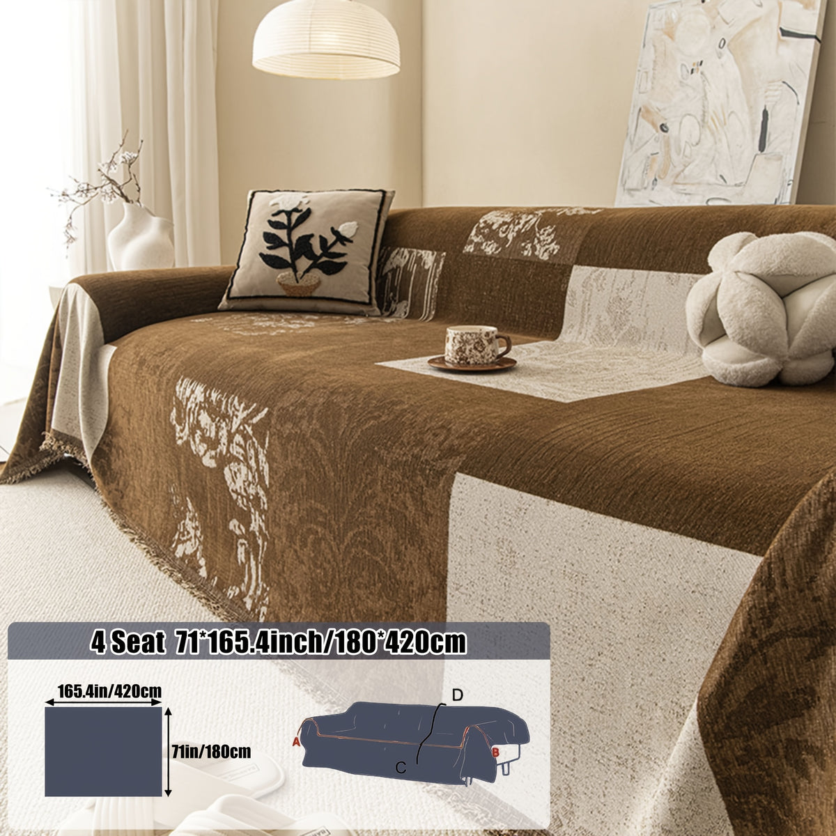 Housse de canapé épaisse en chenille jacquard, vue de dos