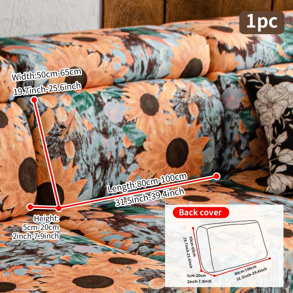 Housse de canapé extensible en polaire matelassée à motif tournesol, tissu de 200 à 250 g/m²