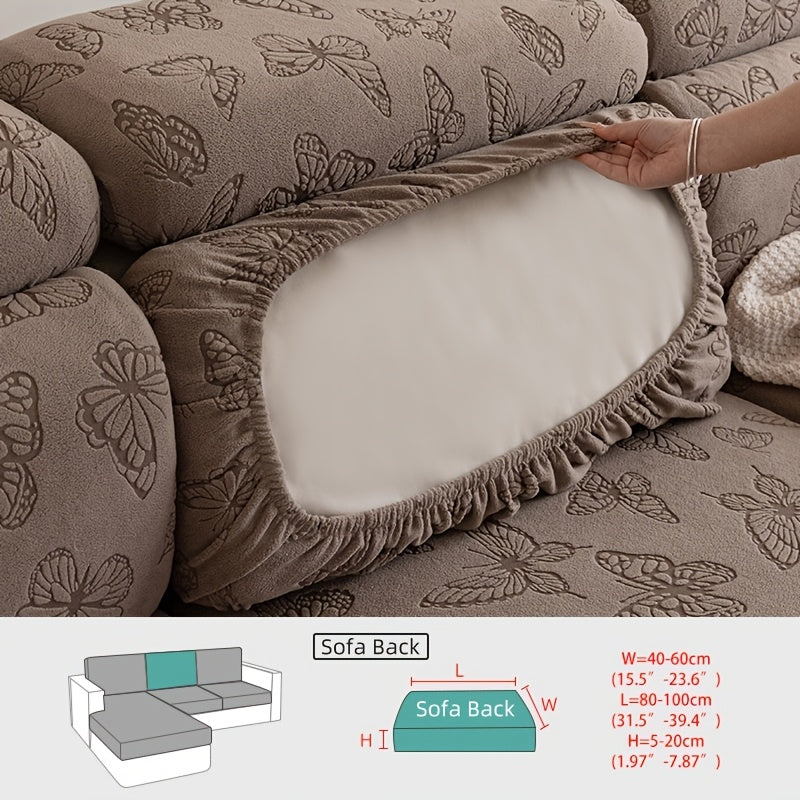 Housse de canapé extensible en polaire jacquard à rayures d'esprit bohème, housse posée