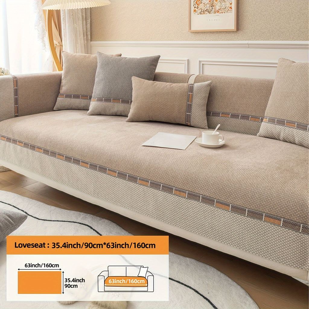 Housse de coussin épaisse en chenille matelassée antidérapante à housses, vue de dos