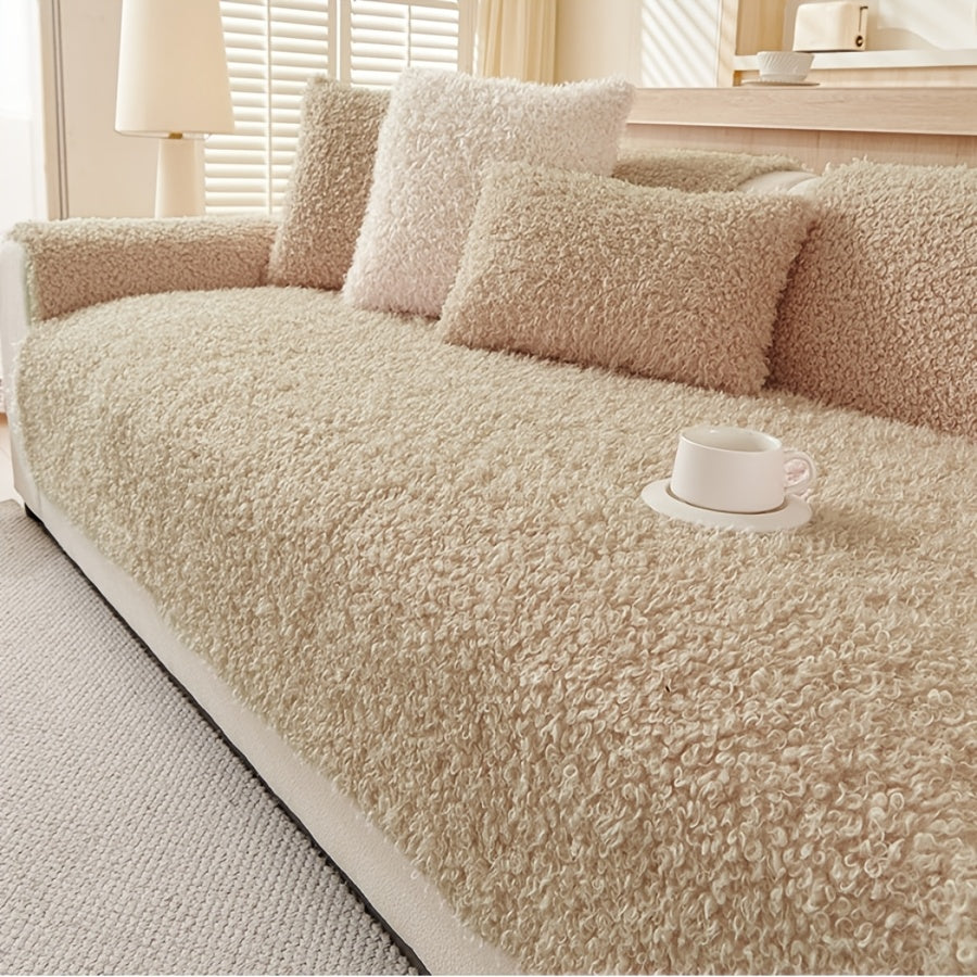 Housse de canapé épaisse en peluche, compatible fauteuil, canapé deux places, canapé trois places Image