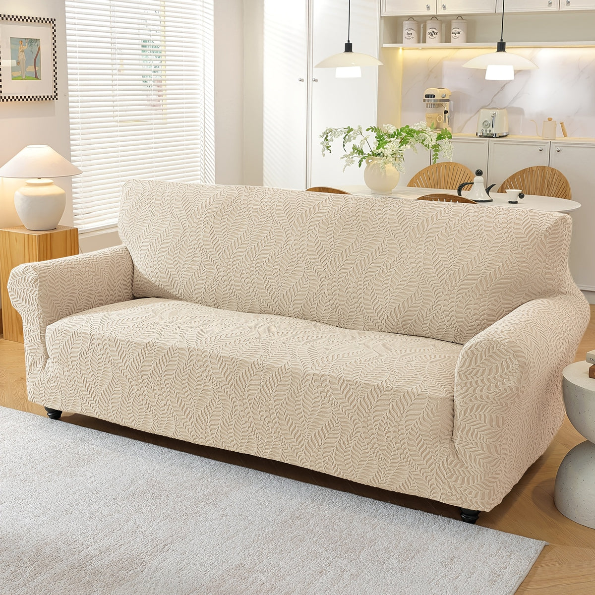 Housse de canapé extensible en polaire jacquard, vue d'ensemble
