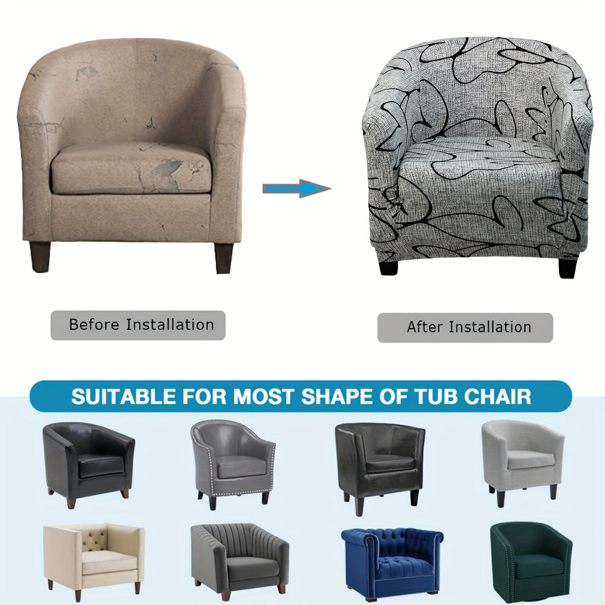 Housse de canapé extensible en polyester pour fauteuil, vue d'ensemble