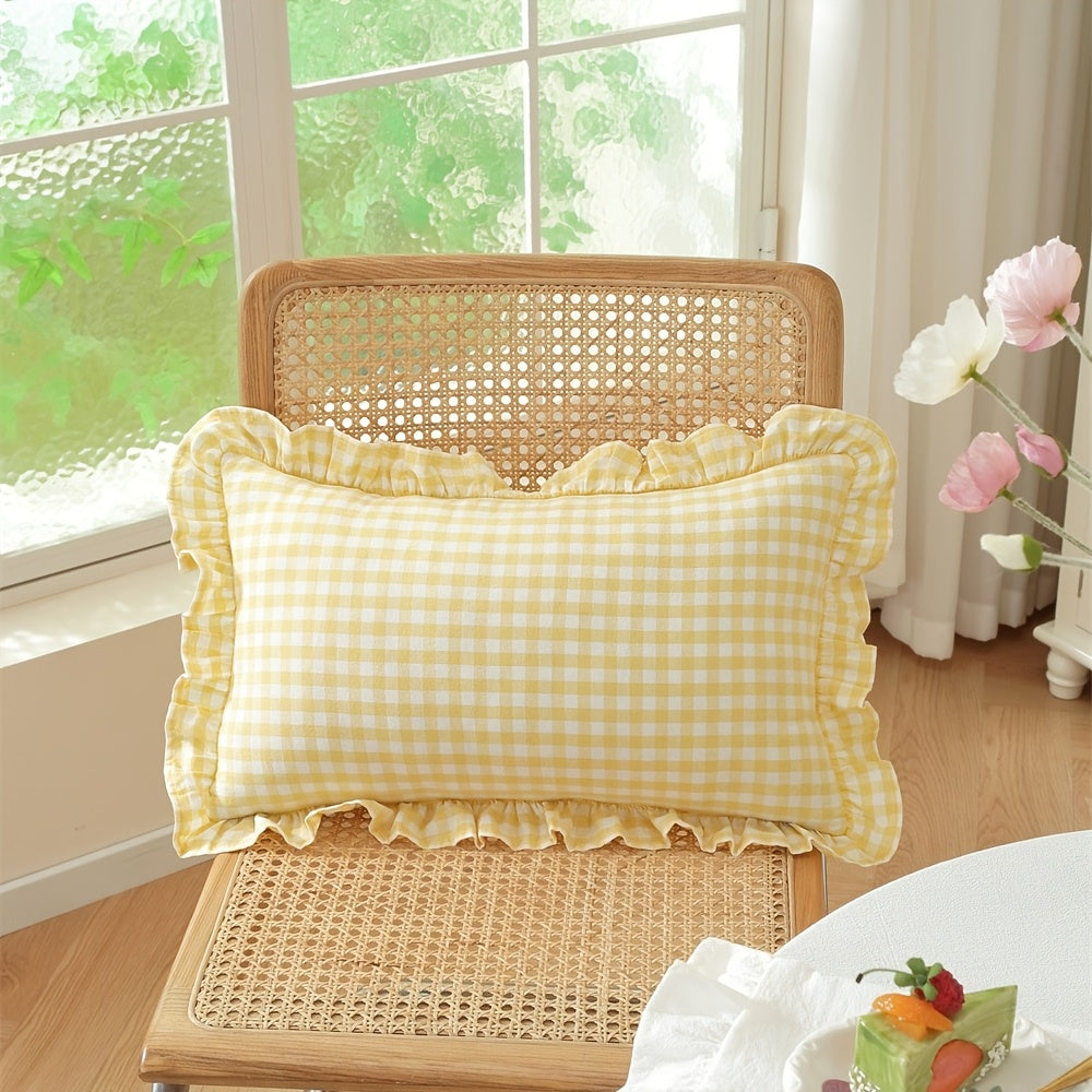Housse de coussin en coton en fils teints, vue de dos