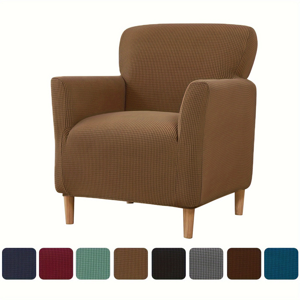 Housse de fauteuil extensible en polaire jacquard antidérapante, housse posée