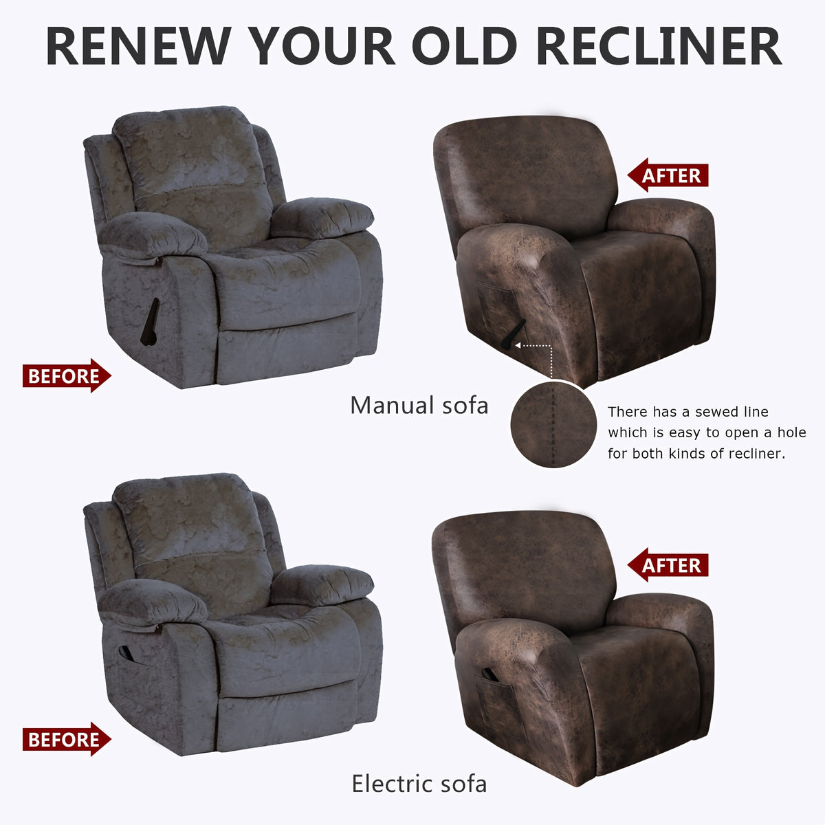 Housse de canapé extensible en fibre de lait à motif feuillage, détail de la finition