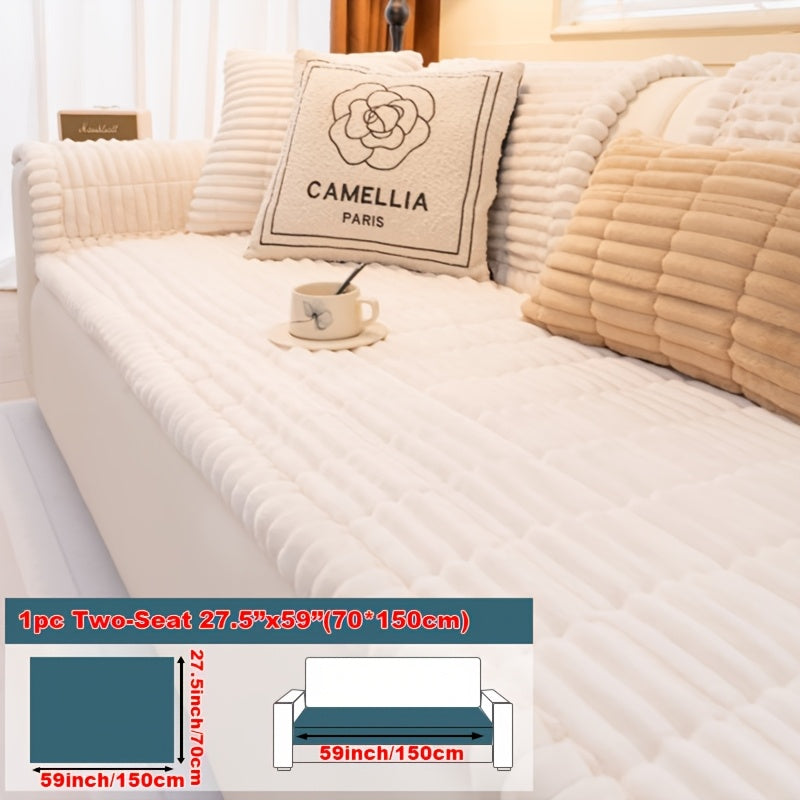 Housse de canapé en polyester antidérapante au rendu glamour, compatible fauteuil, canapé deux places, canapé trois places