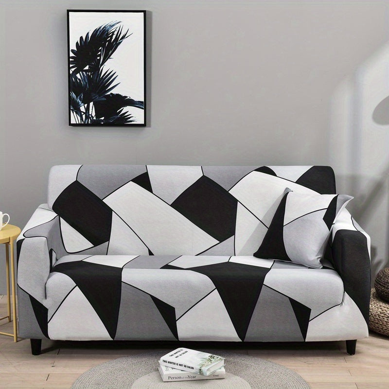 Housse de canapé légère extensible en fibre de lait à motif géométrique, tissu de 120 à 140 g/m²