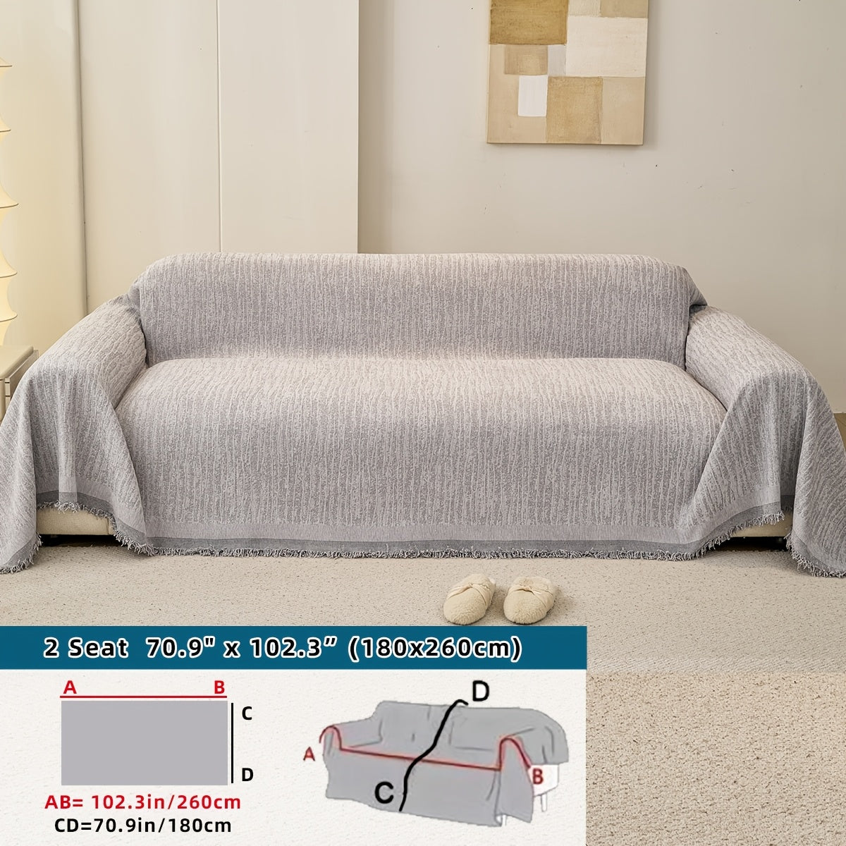 Housse de canapé épaisse en chenille jacquard à volants, visuel produit