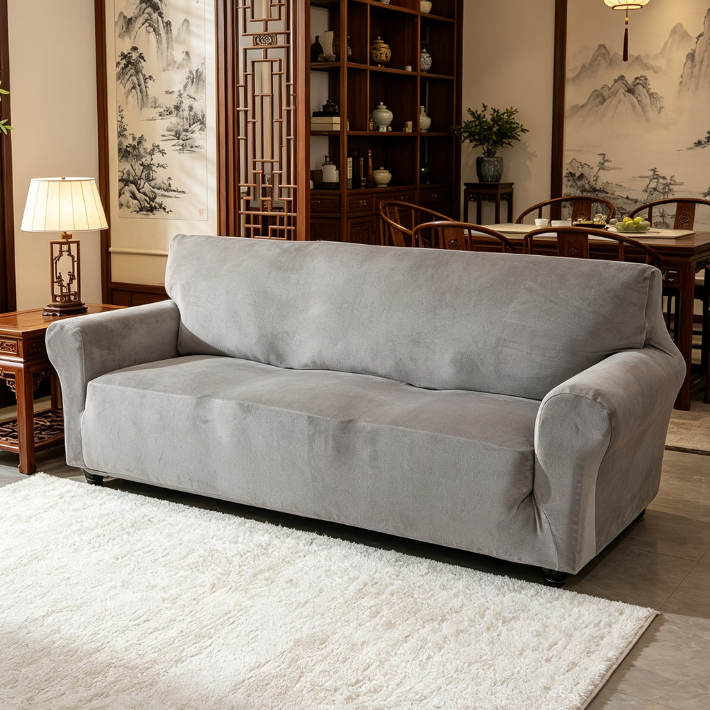 Housse de canapé extensible en velours, vue d'ensemble