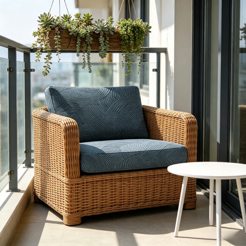 Housse de canapé extensible en polaire jacquard à cordon de serrage, mise en situation
