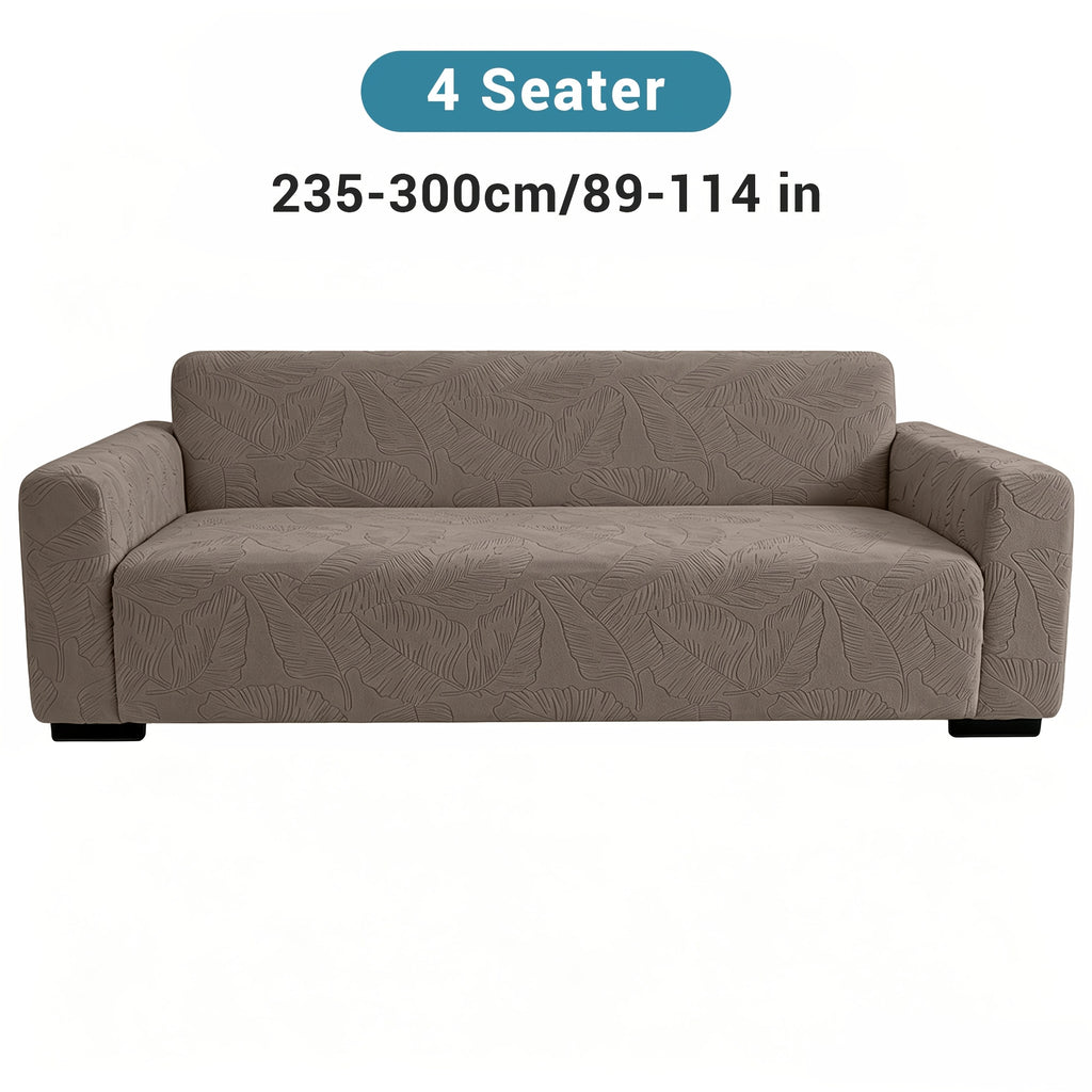 Housse de canapé extensible en polaire jacquard à motif feuillage, housse posée
