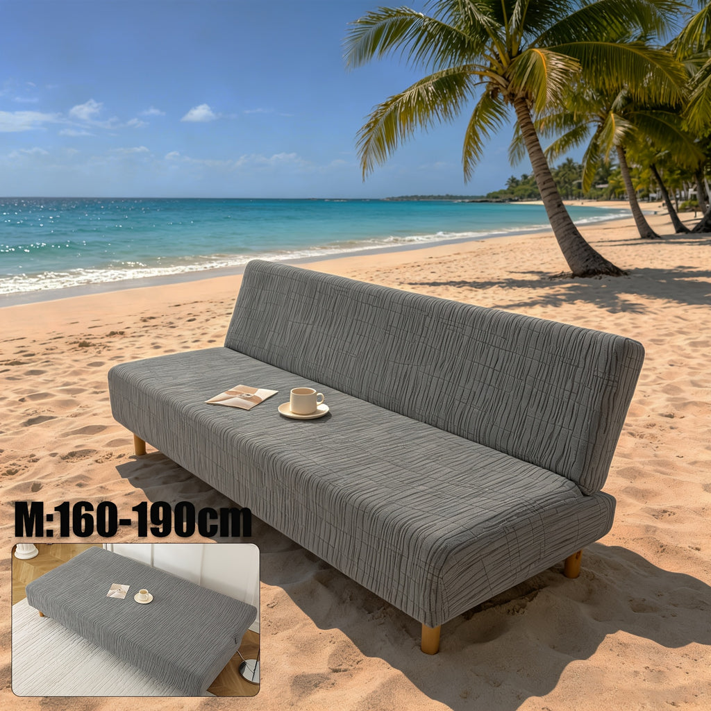 Housse de canapé extensible en polaire jacquard à motif géométrique, vue d'ensemble