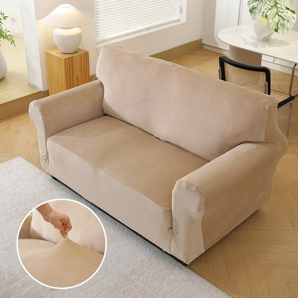 Housse de canapé extensible en velours, mise en situation