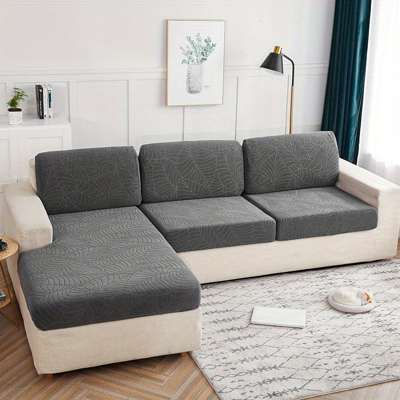 Housse de coussin extensible en velours jacquard, gros plan sur le tissu