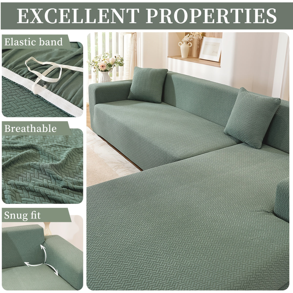 Housse de canapé épaisse extensible en polaire jacquard d'esprit vintage, visuel produit