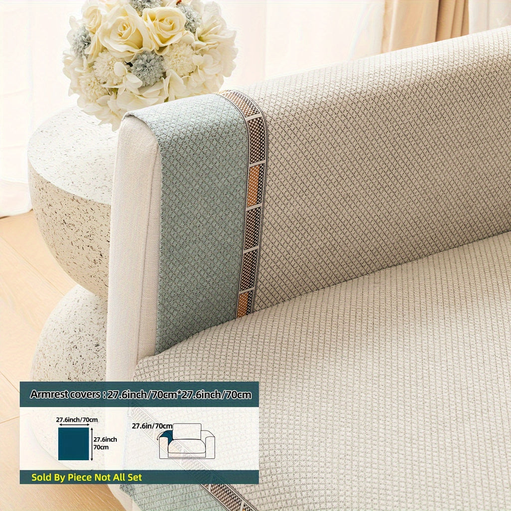 Housse de coussin épaisse en chenille matelassée antidérapante à housses, gros plan sur le tissu