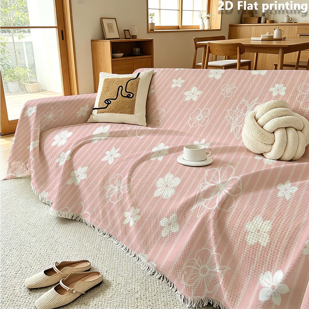 Housse de canapé épaisse en polyester imprimée à motif fleuri antidérapante, tissu de 250 à 300 g/m²