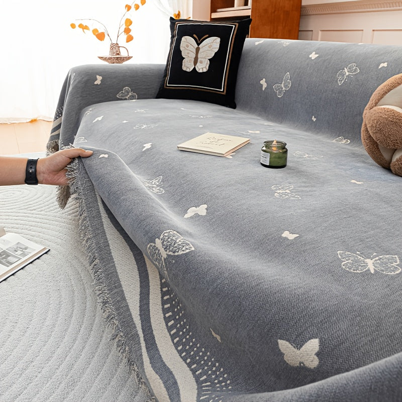 Housse de canapé en chenille jacquard d'esprit vintage