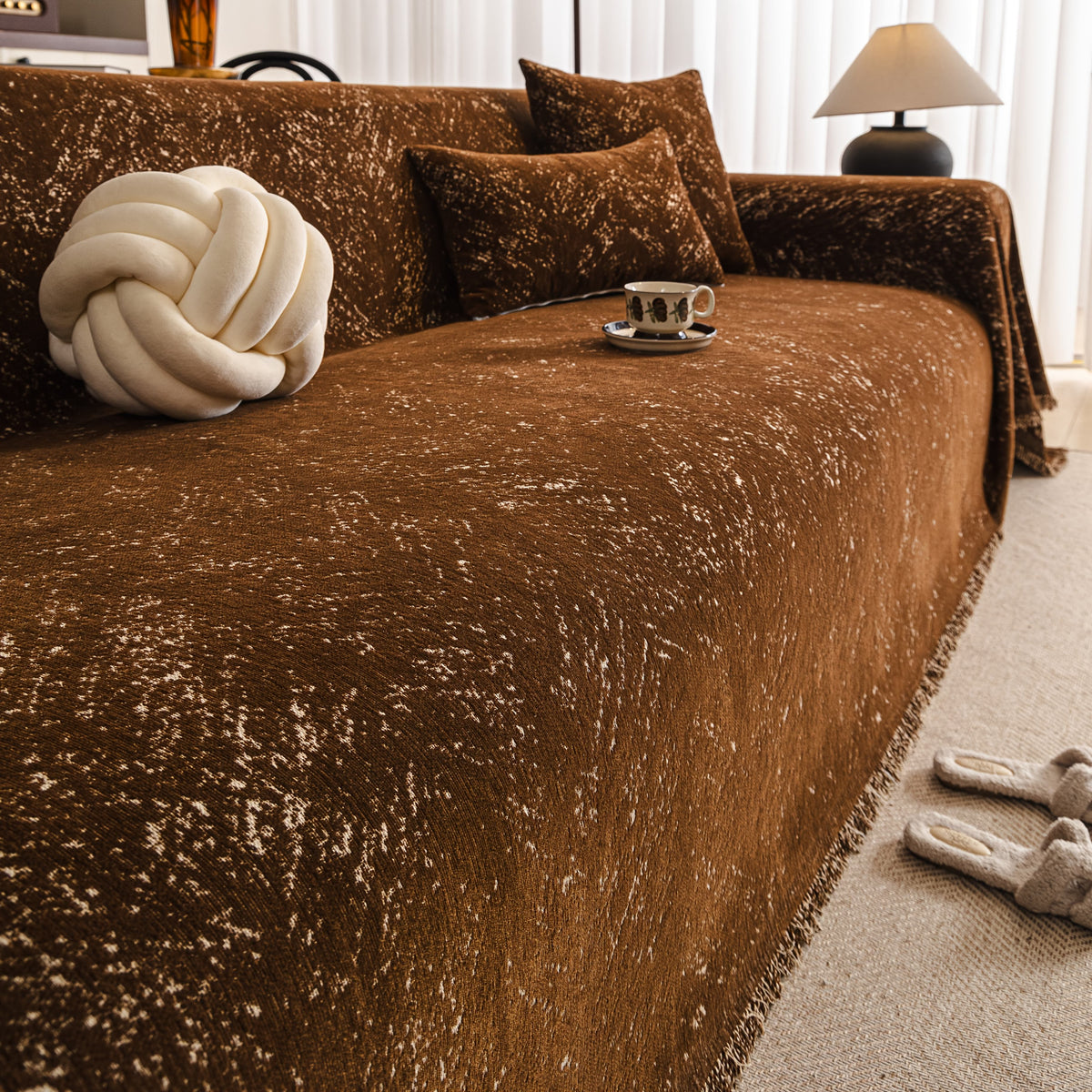 Housse de canapé épaisse en chenille jacquard antidérapante
