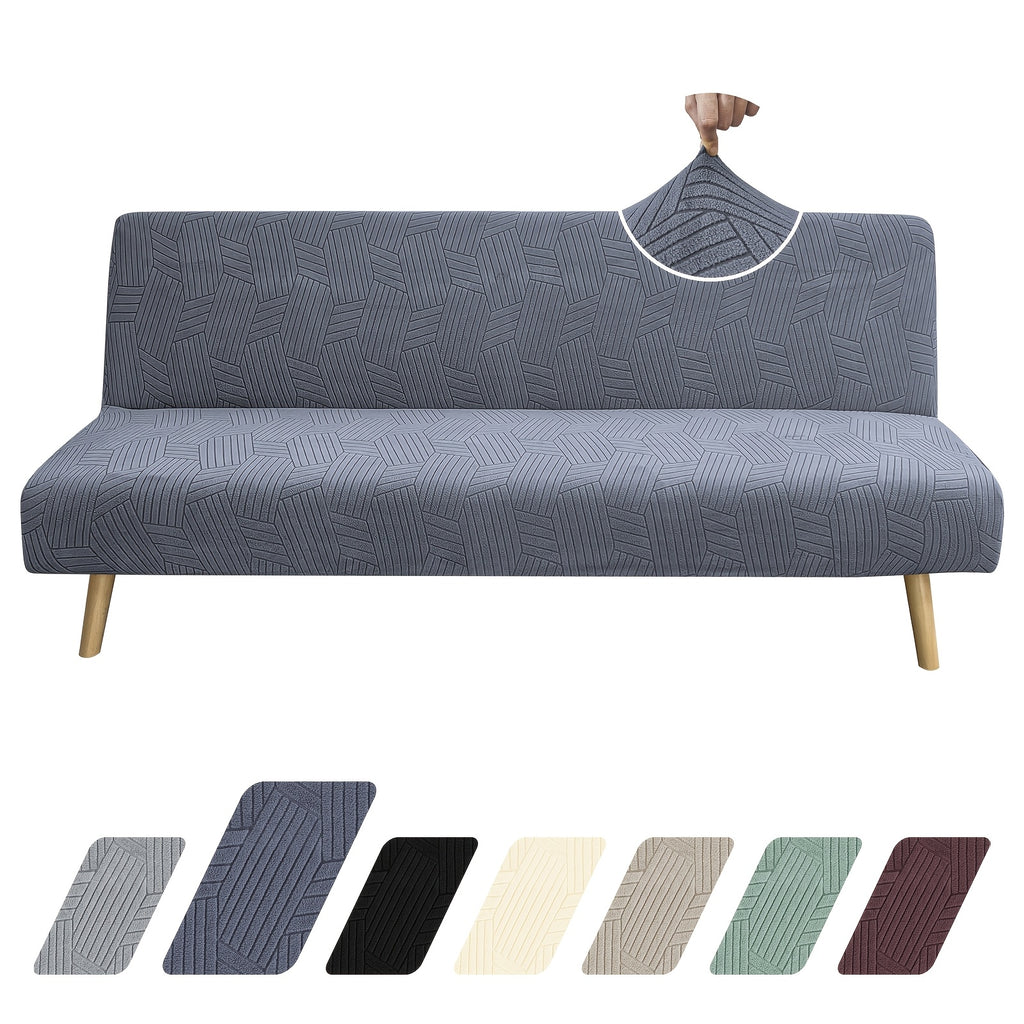 Housse de canapé extensible en jacquard sans accoudoirs, vue de dos