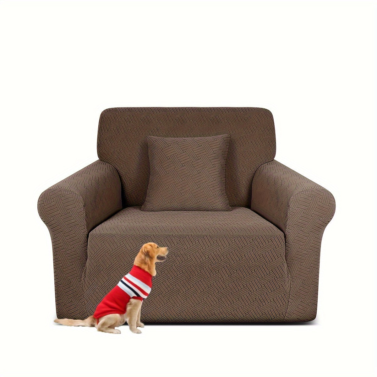 Housse de canapé épaisse extensible en polaire jacquard antidérapante, autre coloris
