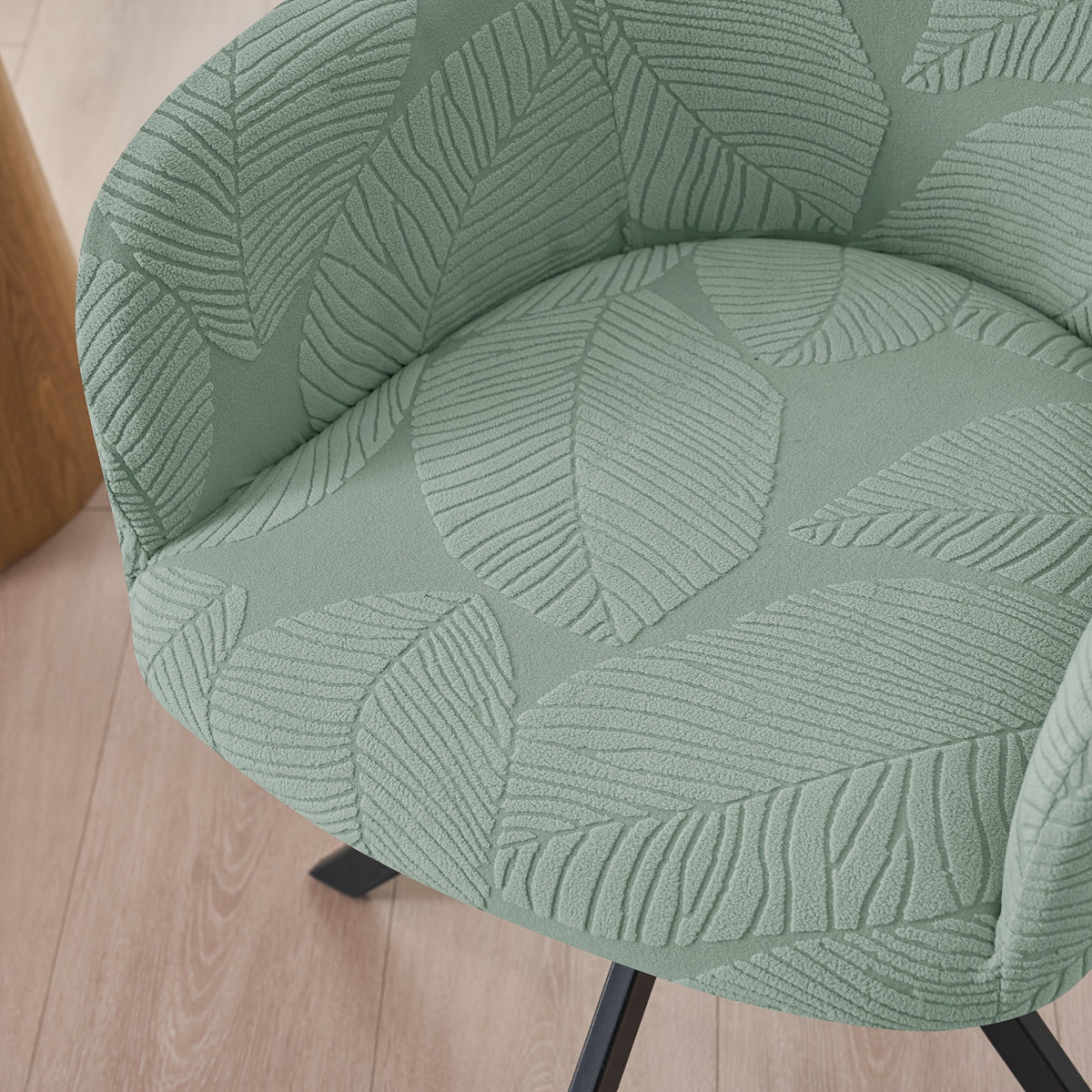 Housse de chaise extensible en velours côtelé jacquard à motif feuillage, visuel produit