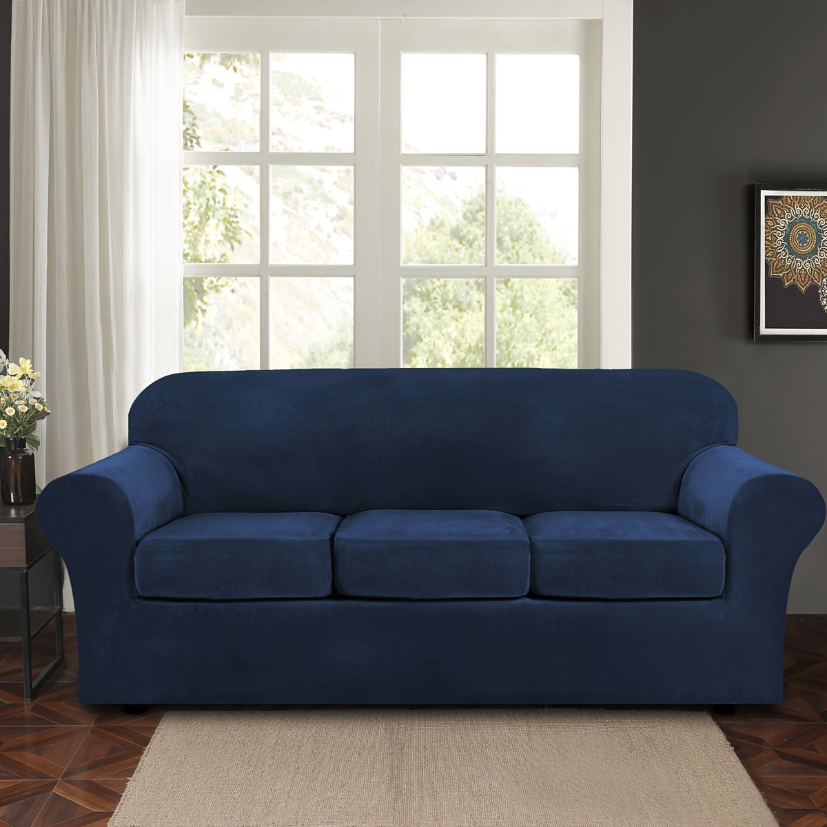Housse de canapé légère en velours d'esprit vintage