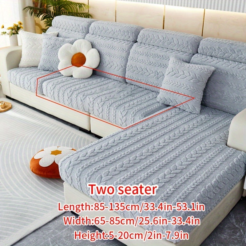 Housse de canapé extensible en velours jacquard antidérapante à housses, gros plan sur le tissu