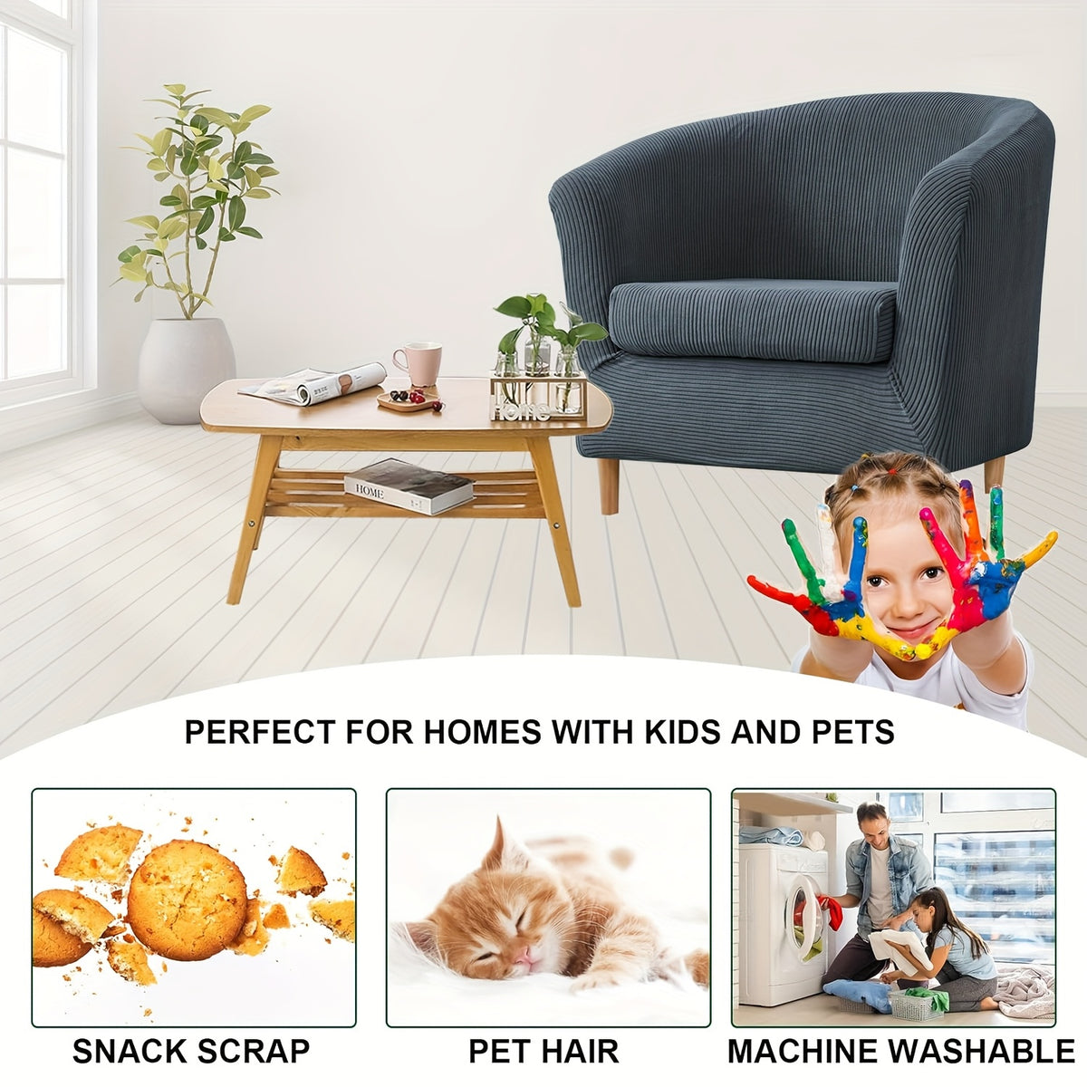 Housse de canapé extensible en polaire pour fauteuil, détail de la finition