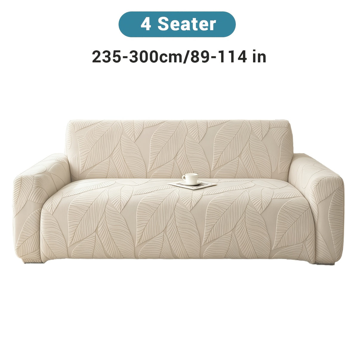 Housse de canapé extensible en polaire jacquard à motif feuillage, mise en situation