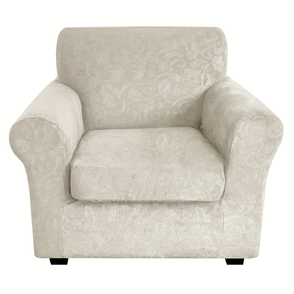 Housse de canapé extensible en polaire jacquard antidérapante à housses, mise en situation