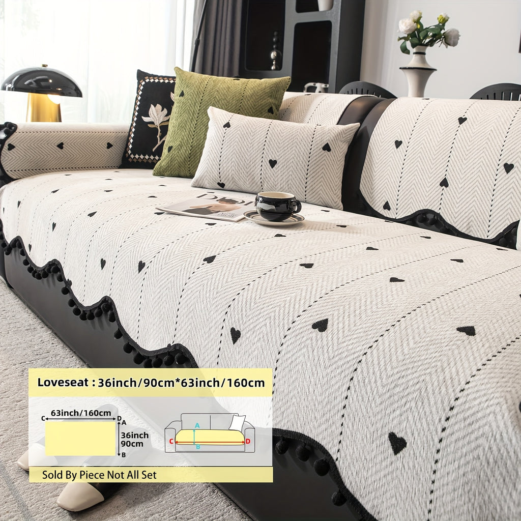 Housse de coussin en chenille jacquard antidérapante, détail de l'ourlet
