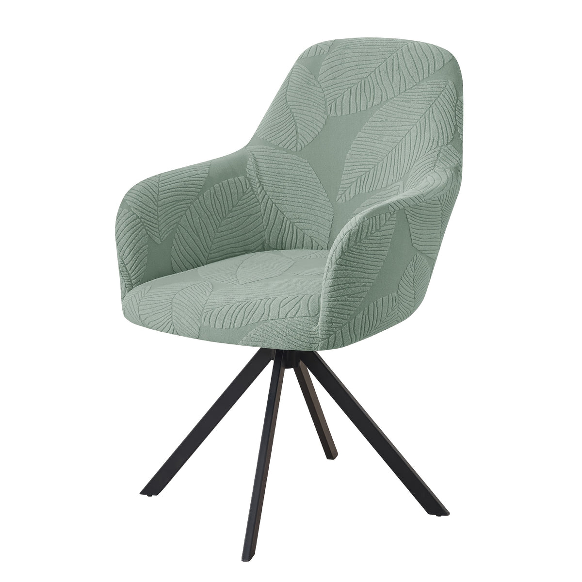 Housse de fauteuil extensible en polaire jacquard à motif feuillage, gros plan sur le tissu