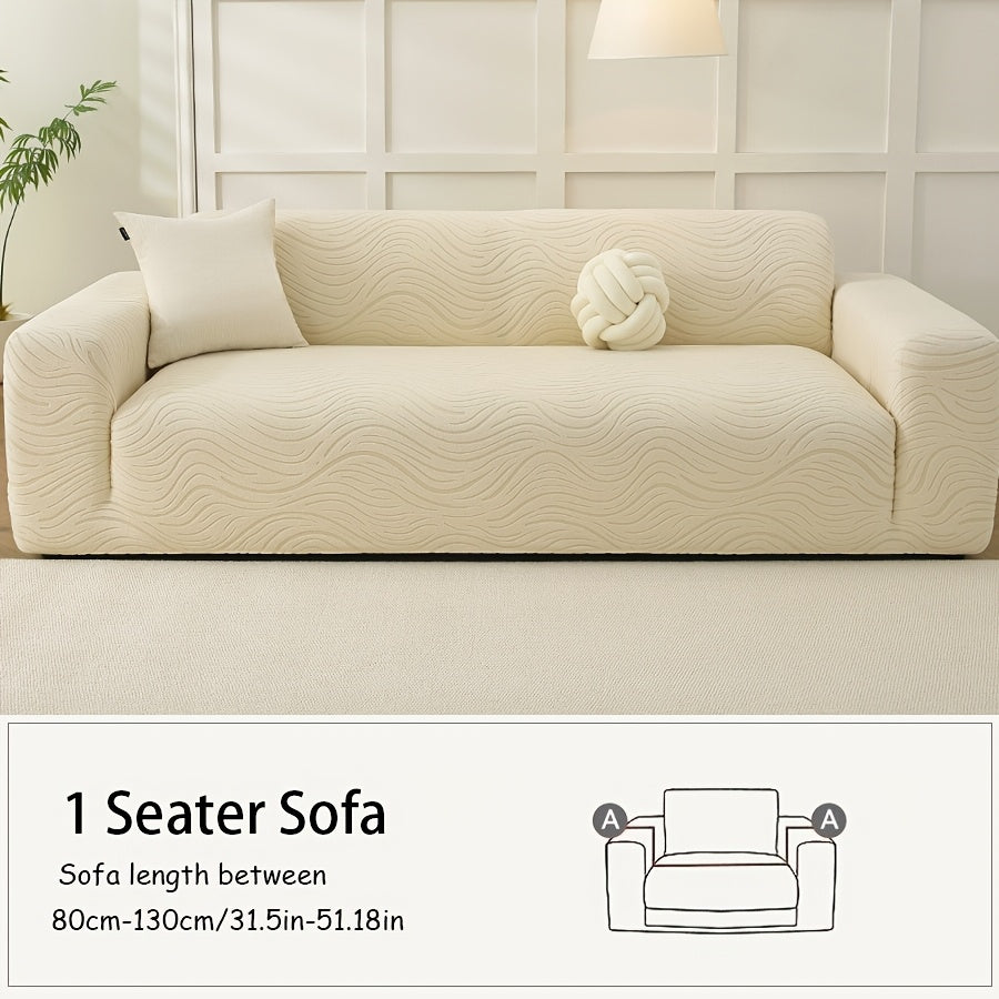 Housse de canapé extensible en polaire à motif vagues, gros plan sur le tissu