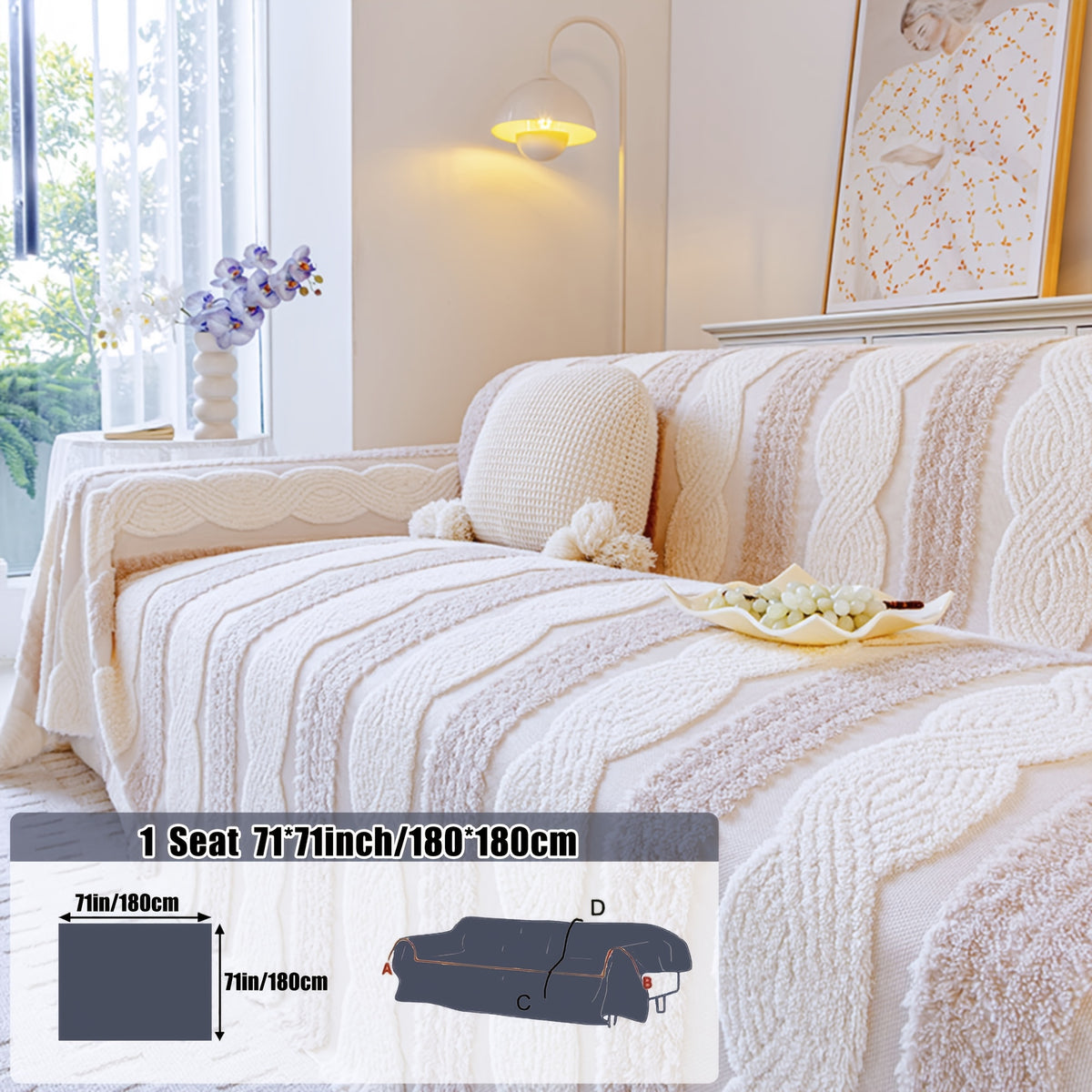 Housse de canapé épaisse en velours jacquard anti-griffes, détail de la finition