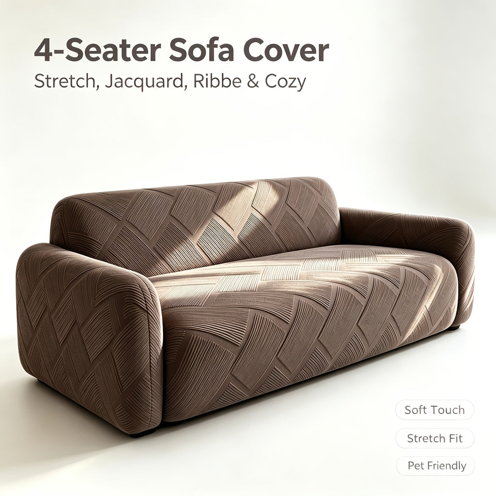 Housse de canapé extensible en polaire jacquard antidérapante, visuel produit