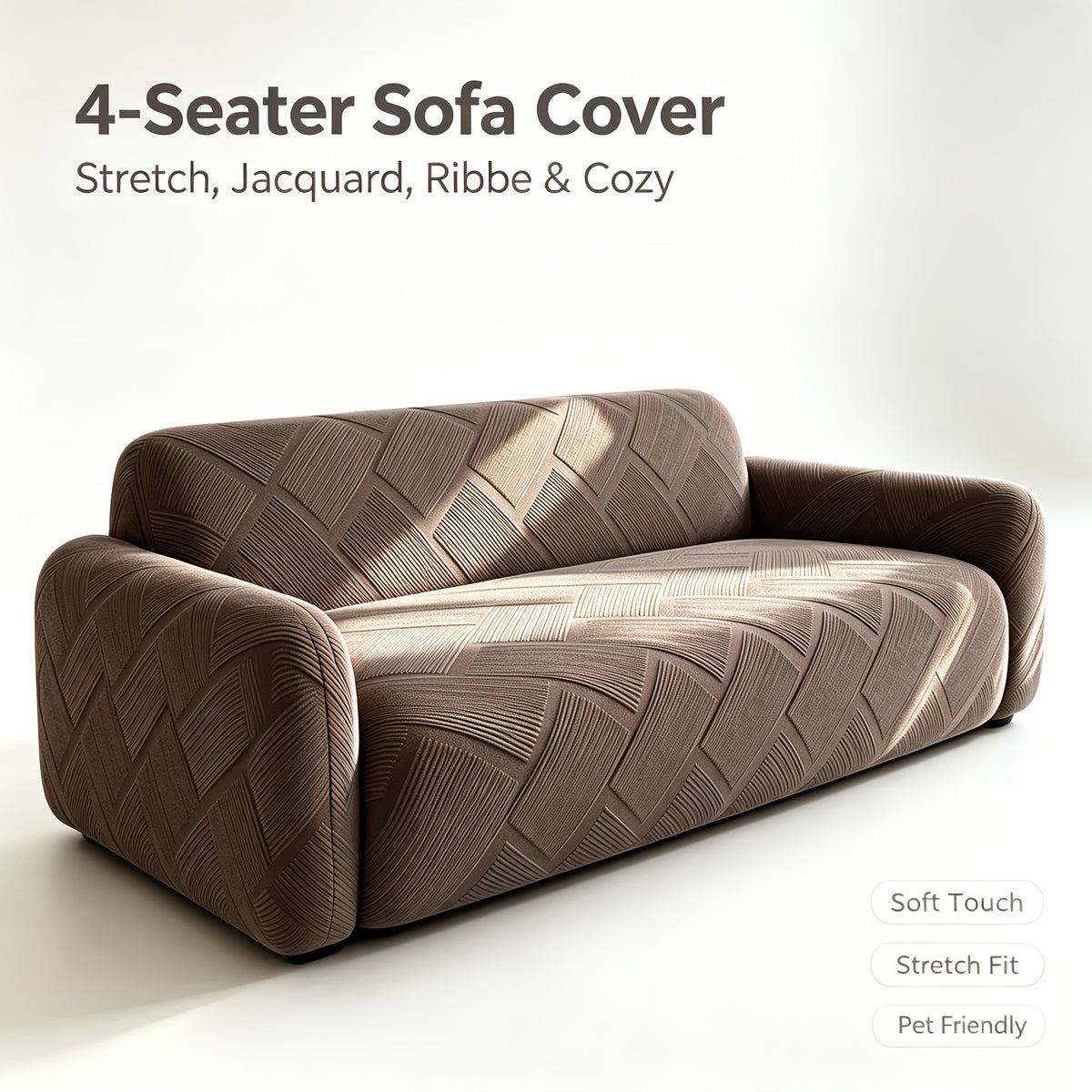 Housse de canapé extensible en polaire jacquard antidérapante, visuel produit
