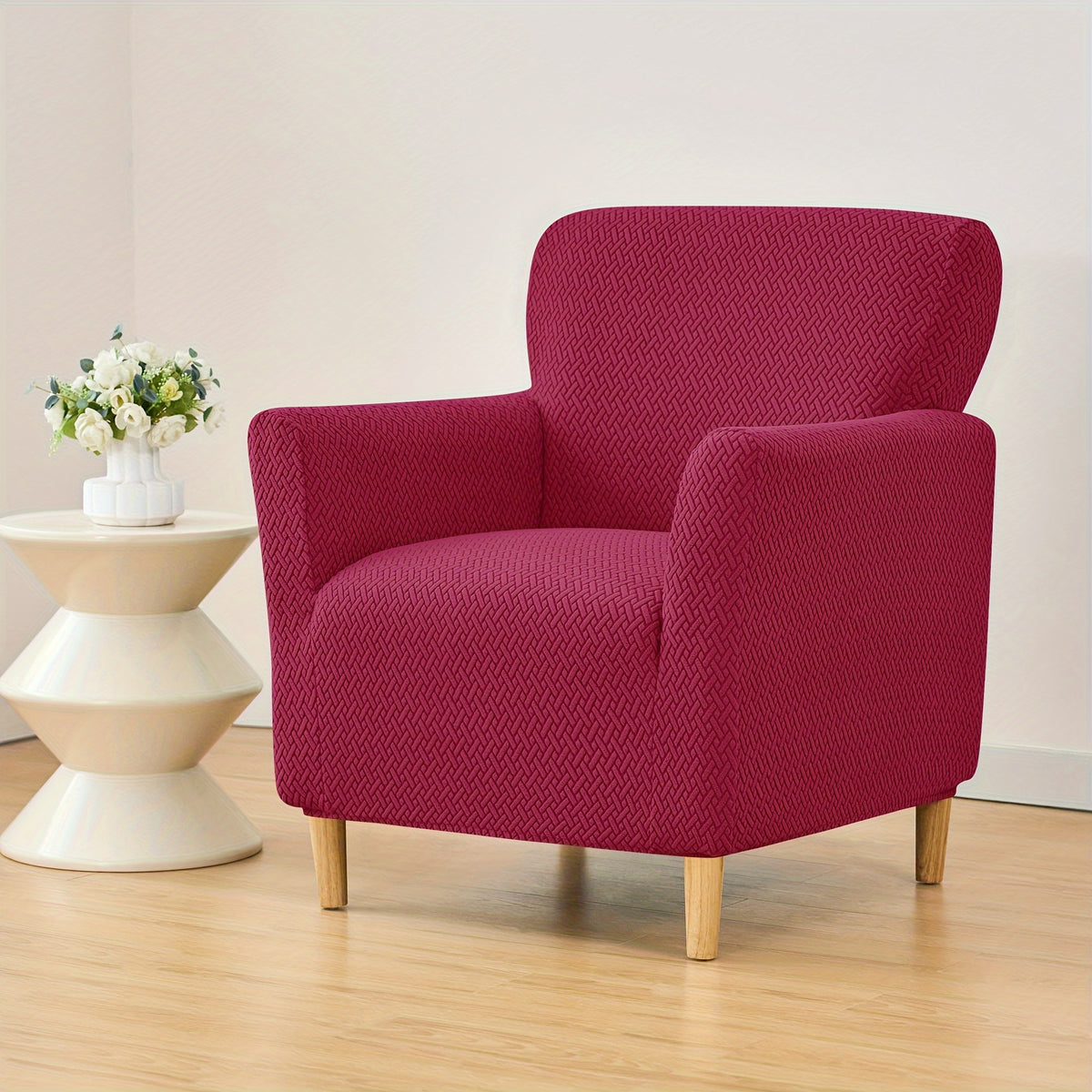 Housse de fauteuil extensible en polaire jacquard pour fauteuil, housse posée