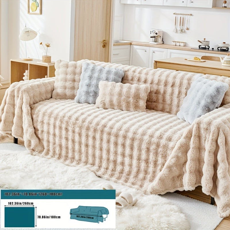 Housse de canapé en peluche, 8 coloris, housse posée