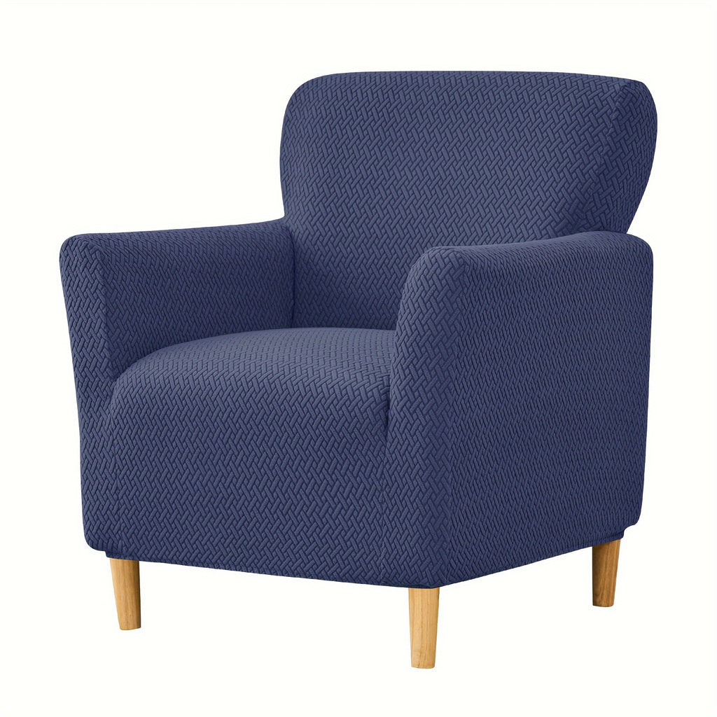 Housse de fauteuil extensible en polaire jacquard pour fauteuil, détail de l'ourlet