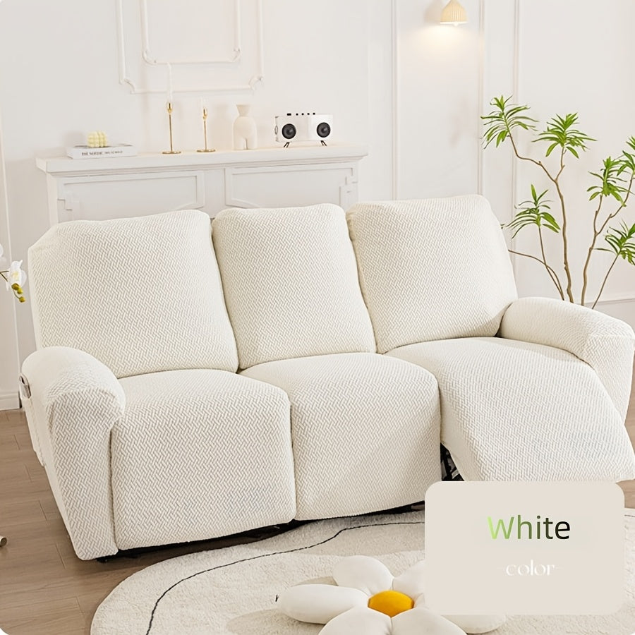 Housse de canapé extensible en polaire jacquard à motif géométrique, visuel produit
